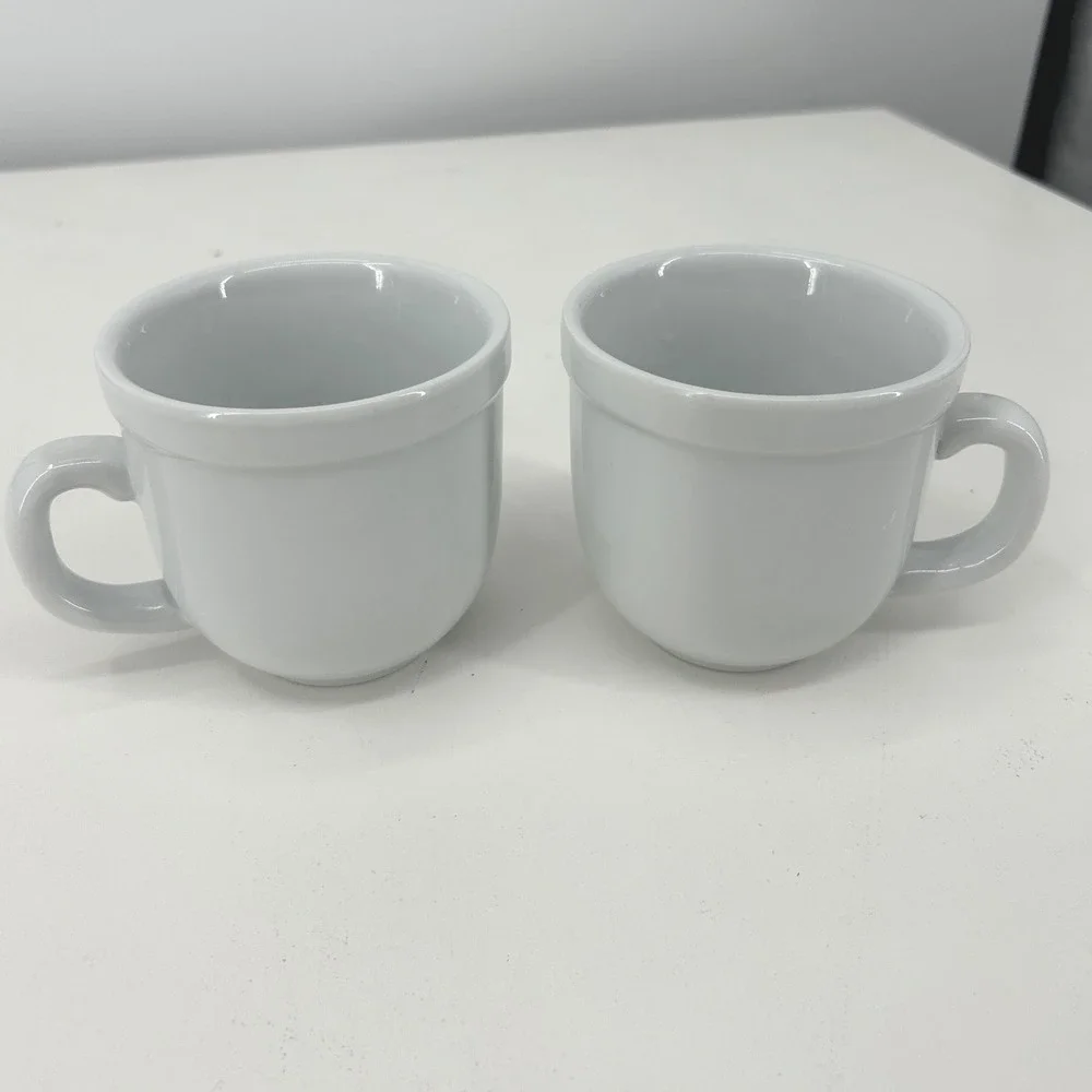 Pottery Barn White Ceramic Coffee Mugs Set of 2 Microwave Dishwasher Safe